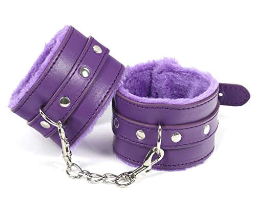 Purple Fleece Lined Garment Leather Wrist Cuffs