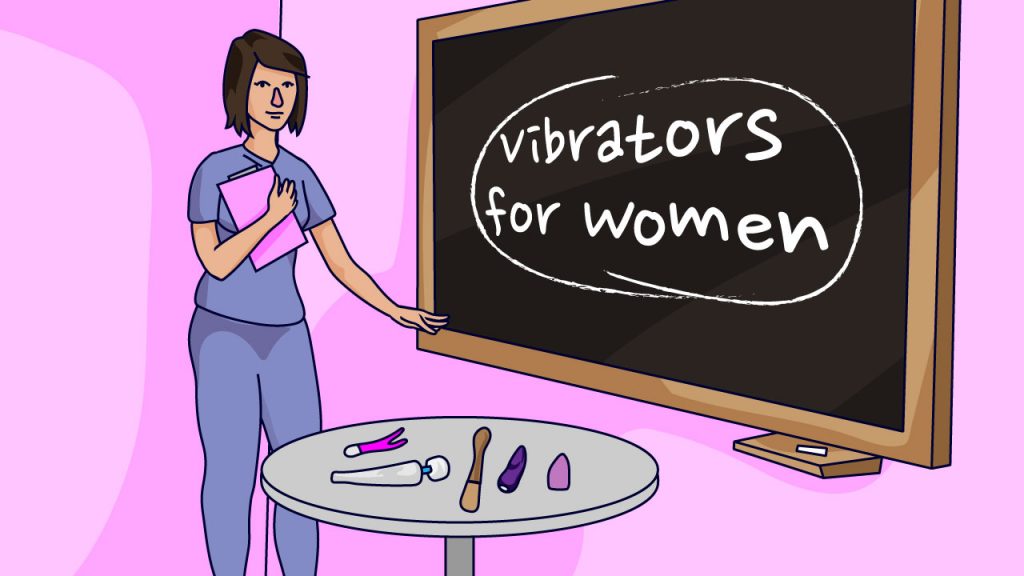 sex educator teaching a lesson on vibrators